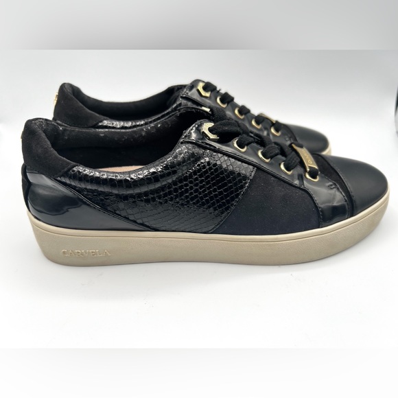 Kurt Geiger Carvela Black Suede Snakeskin Jagger Trainers Size 8.5 US / … - Picture 2 of 13